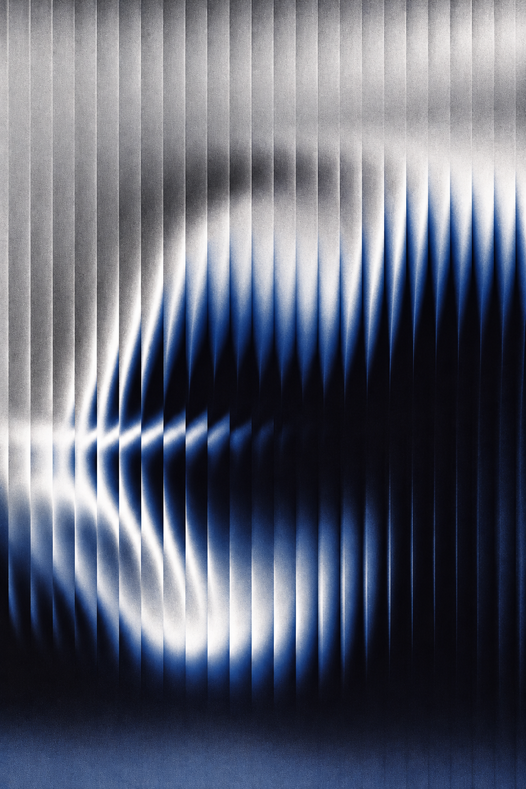 Abstract blue and silver striped surface